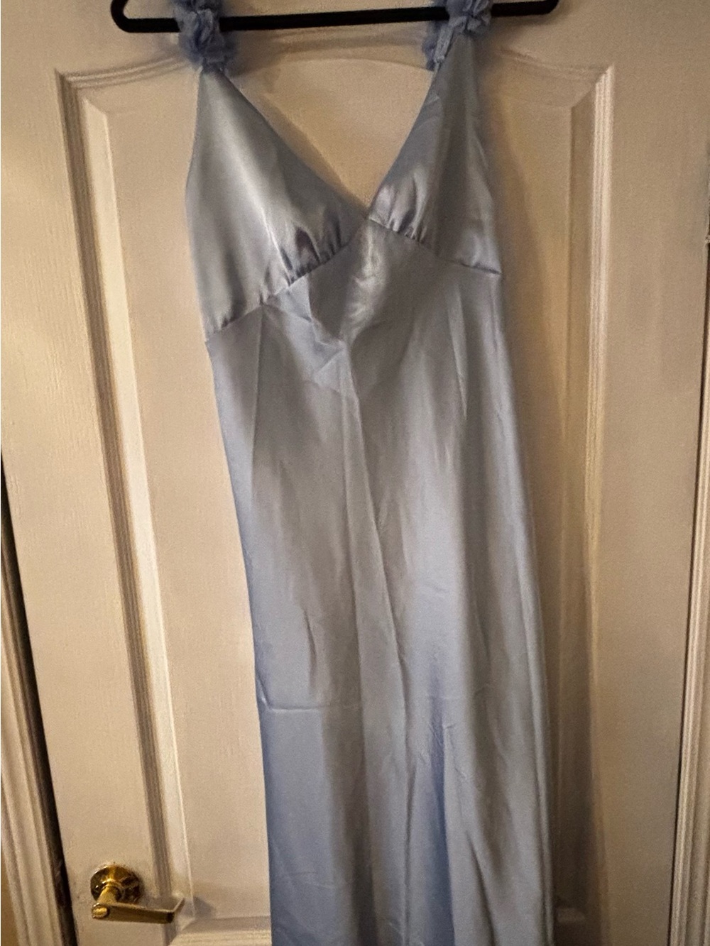 Light Blue Satin Slip Dress - Women's Intimates